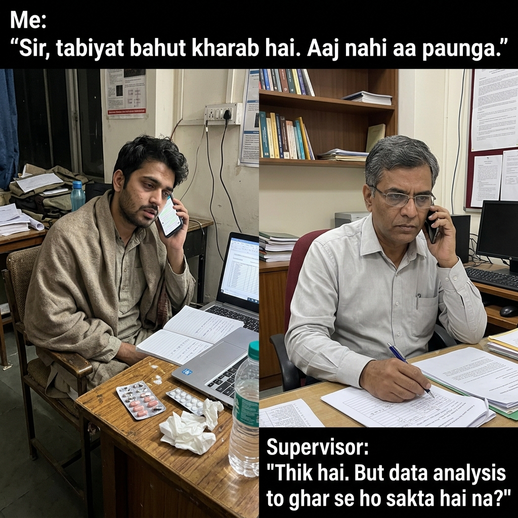 Sick Leave Meets Data Analysis: Resting, but the spreadsheet is open.